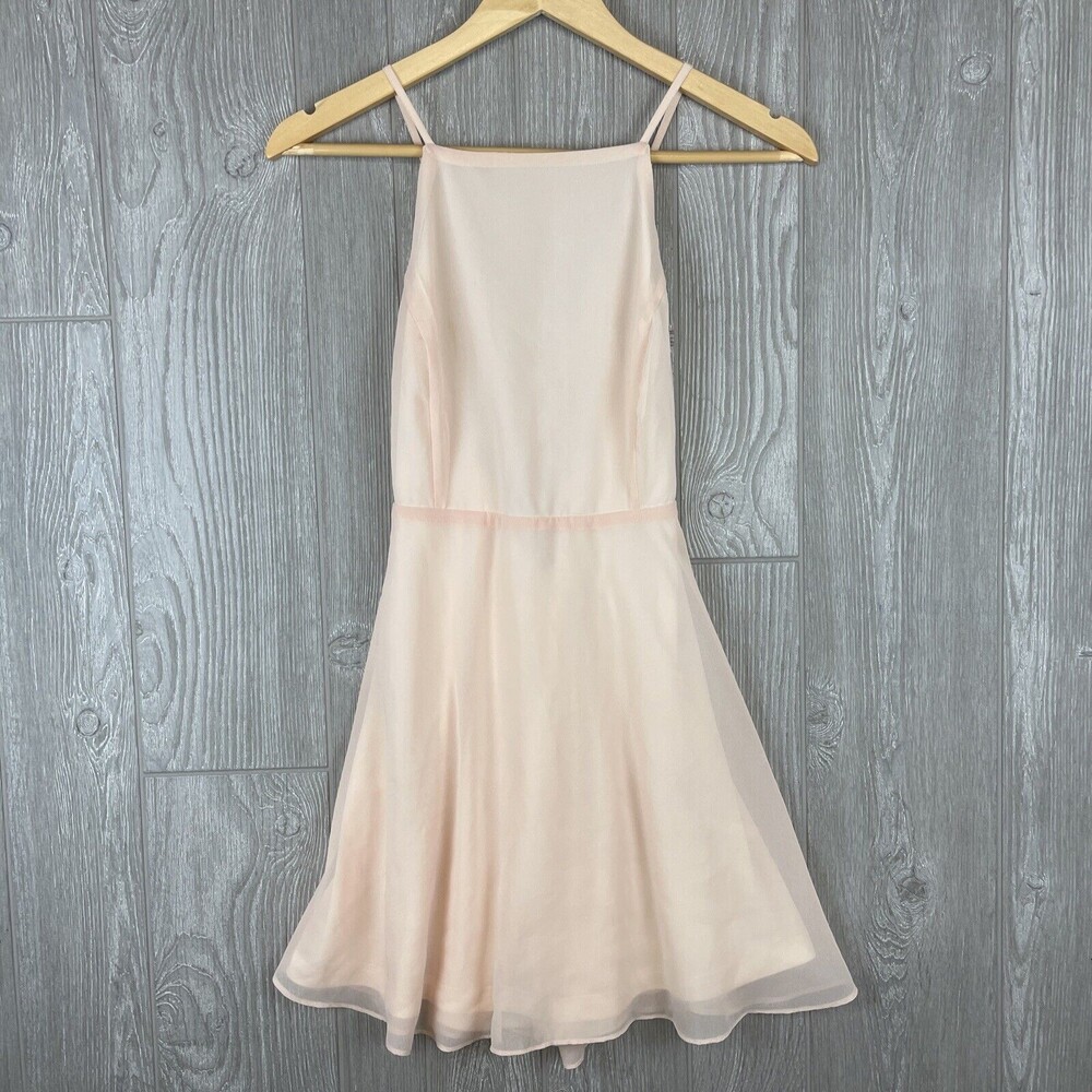 Lulu's‎ Dress Womens Medium Open Back Light Peach Chiffon Balletcore Coquette